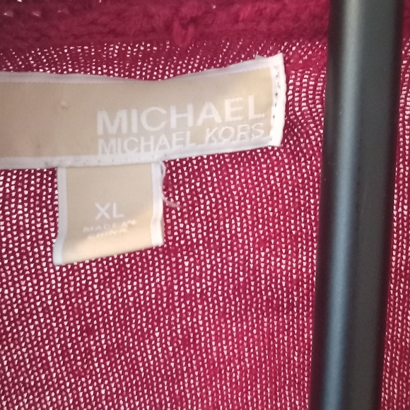 Michael Kors Women's Deep Red Cardigan Sweater - Picture 2 of 4